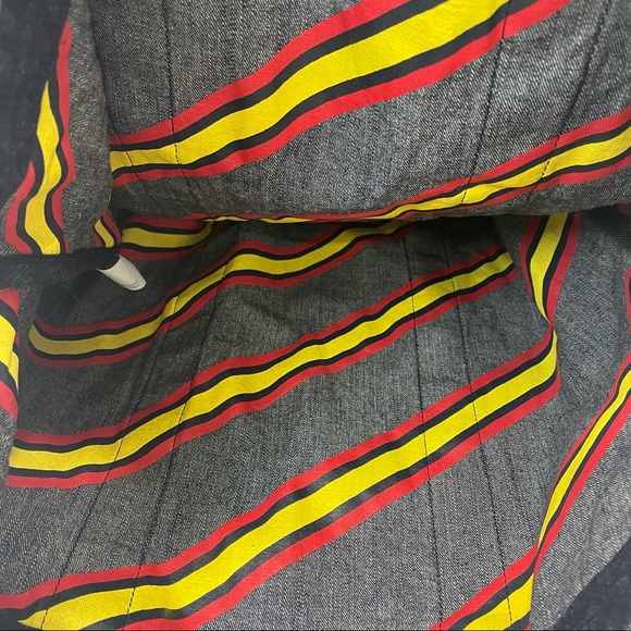 Old Navy Retro Denim Tote 70s 80s Throwback Grosgrain Ribbon Trim & Handles - Picture 8 of 15